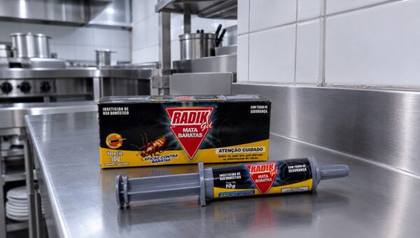 Mata Baratas Radik em cozinha comercial para controle eficaz de baratas e prevenção de interdição